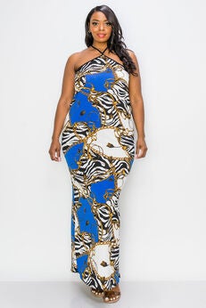 IMANI HALTER NECK MAXI DRESS