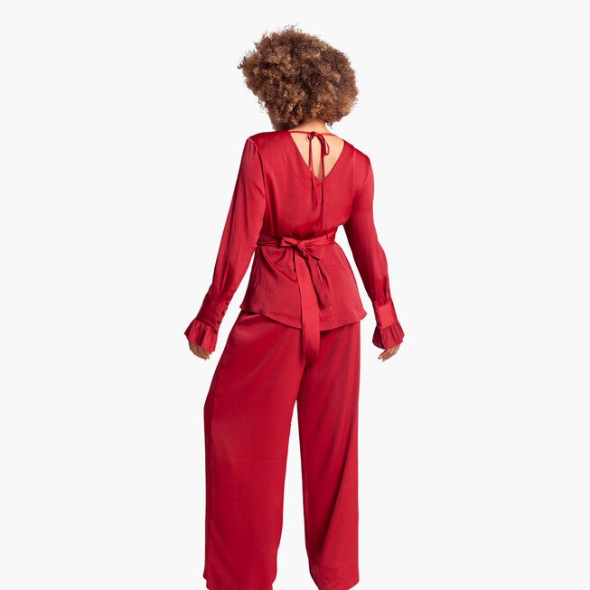 Long Sleeve Wrap Top, Brown / Brown, alternate image number 3