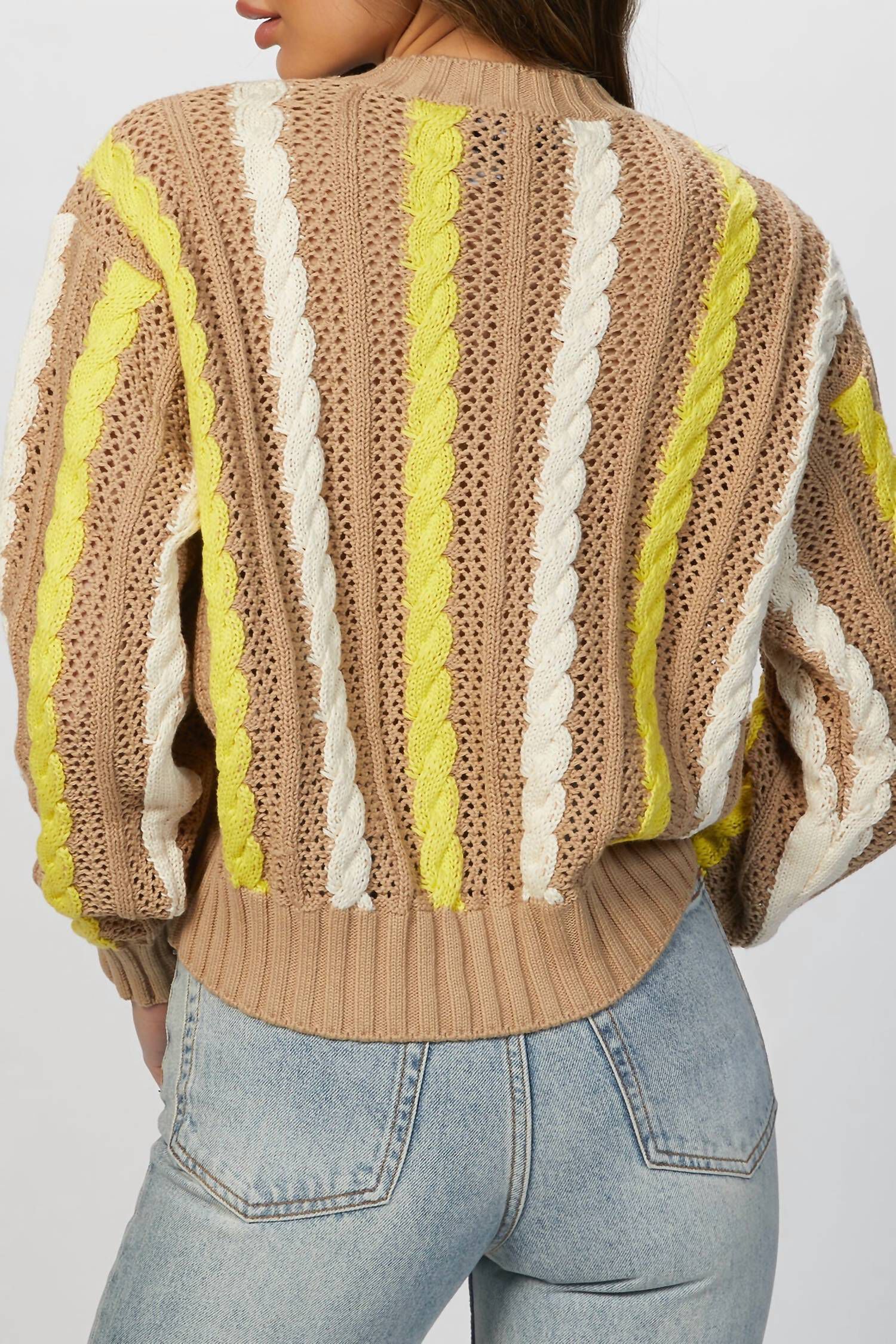CABLE-KNIT SWEATER IN BEIGE, , alternate image number 9