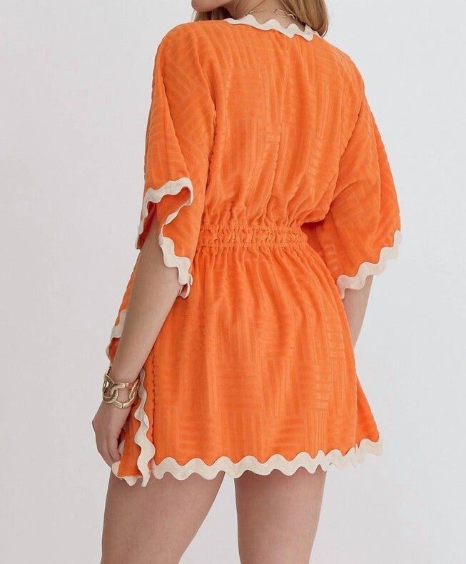 TEXTURED TERRY CLOTH COVER UP, Citrus / Orange, alternate image number null