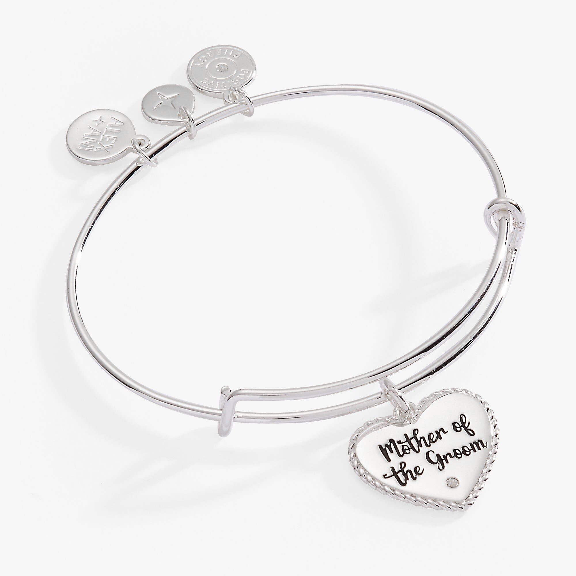 Mother Of The Groom Heart Bangle, Silver / Silver, alternate image number 2