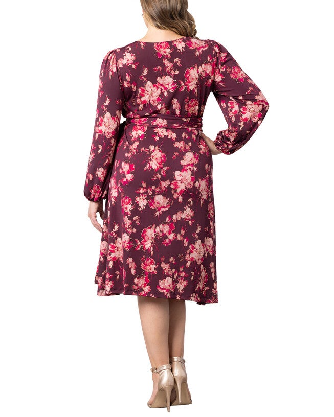 Socialite Sweetheart Wrap Dress, SHIMMERING SANGRIA BLOOMS / Burgundy, alternate image number 2