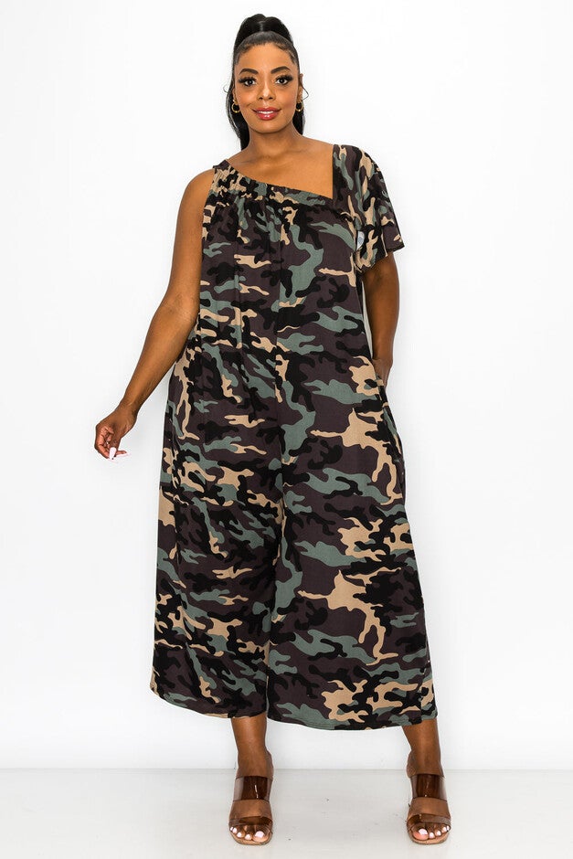 KAHTIA WIDE-LEGGED POCKET JUMPSUIT, OliveTaupe / Black, alternate image number 1