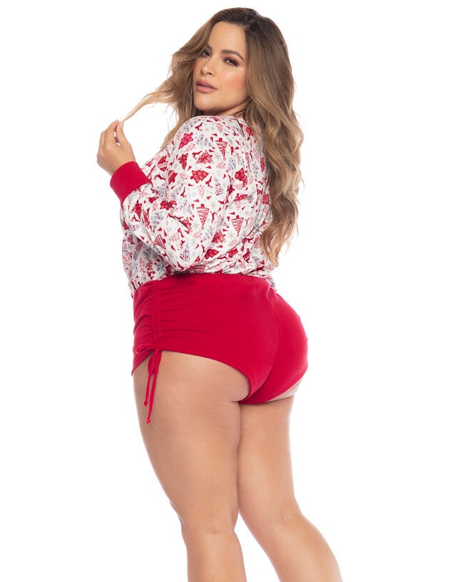 Long Sleeve Sleep Romper, Holiday Print / White, alternate image number 3
