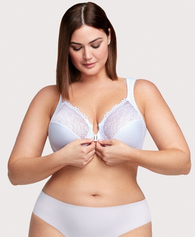 WonderWire Front-Closure Bra, White / White, alternate image number 1