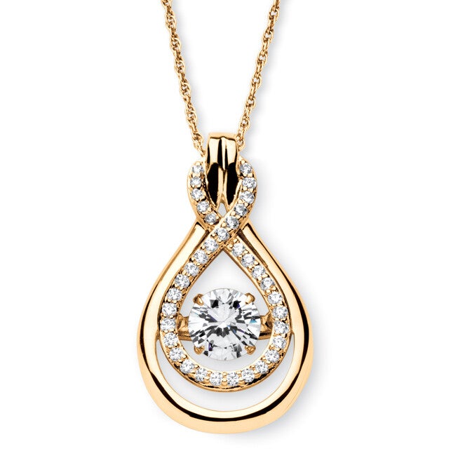1.25 TCW "CZ in Motion" Drop Necklace 14k Gold-plated Sterling Silver, White / White, hi-res image number null