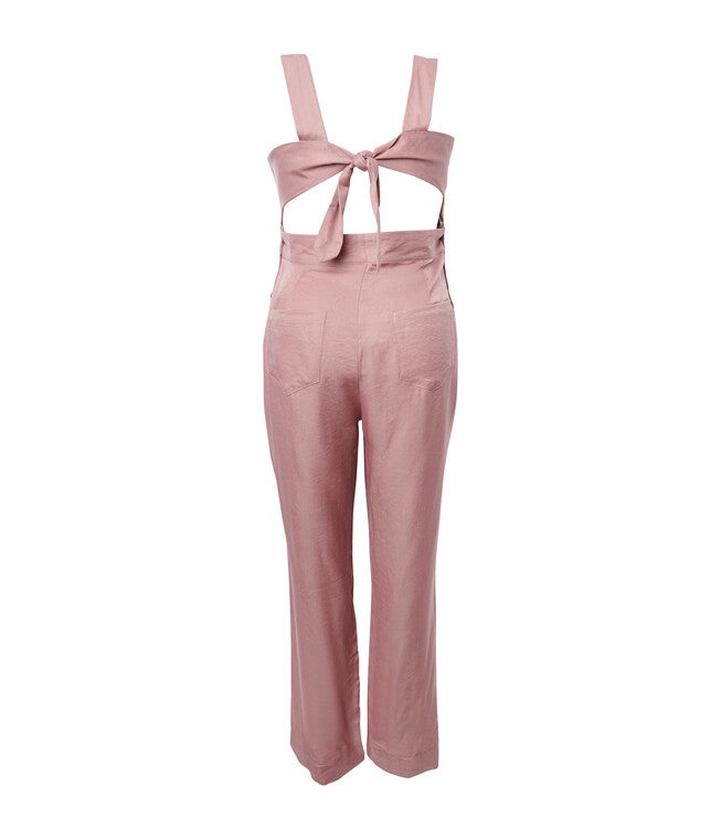 Unique Vintage Rose Chambray Tie Back Overalls, Pink / Pink, alternate image number 1