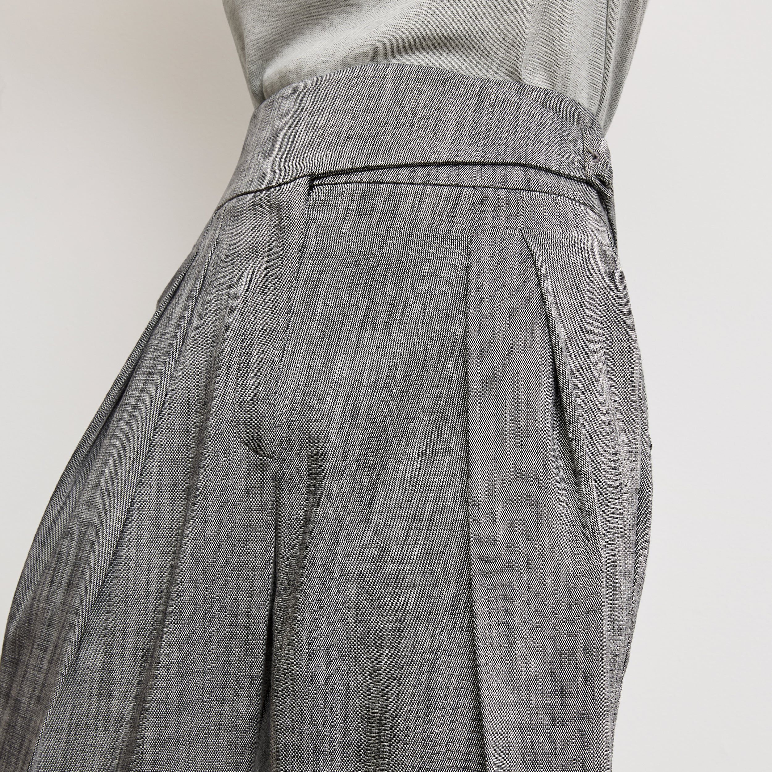 Bronny Cummerbund Trouser - Porto Weave, BlackWhite / Light Grey, alternate image number 5