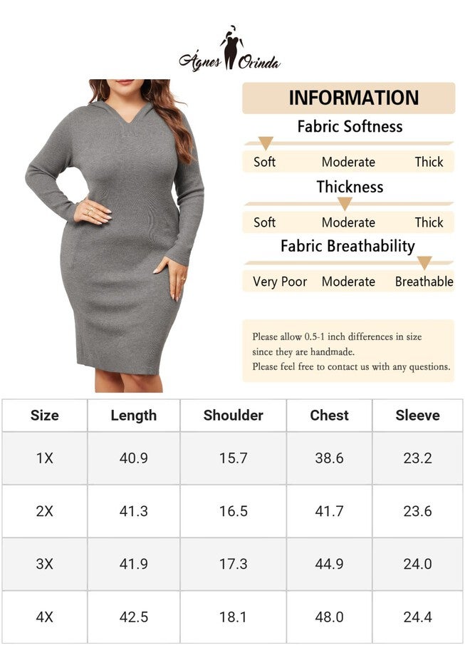 Long Sleeve Knit Pullover Hooded with Pocket Sweater Dress, Grey / Cool Gray, alternate image number 4