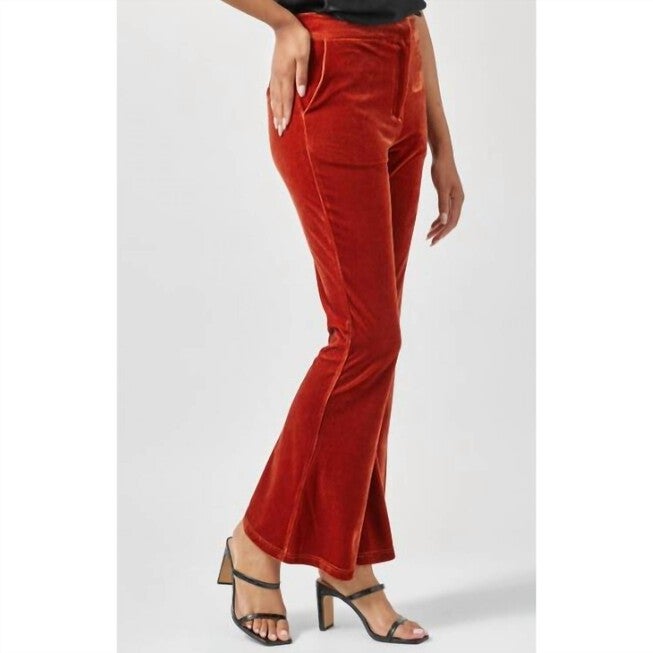 Velvet Flare Trousers In Sunset (Orange), , alternate image number 2