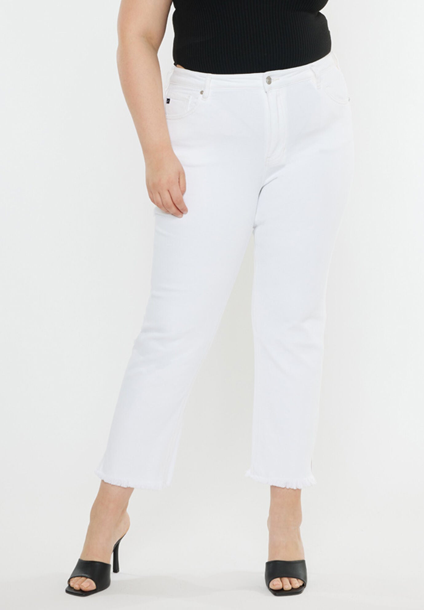 Rita High Rise Slim Straight (Plus Size), White / White, alternate image number 1