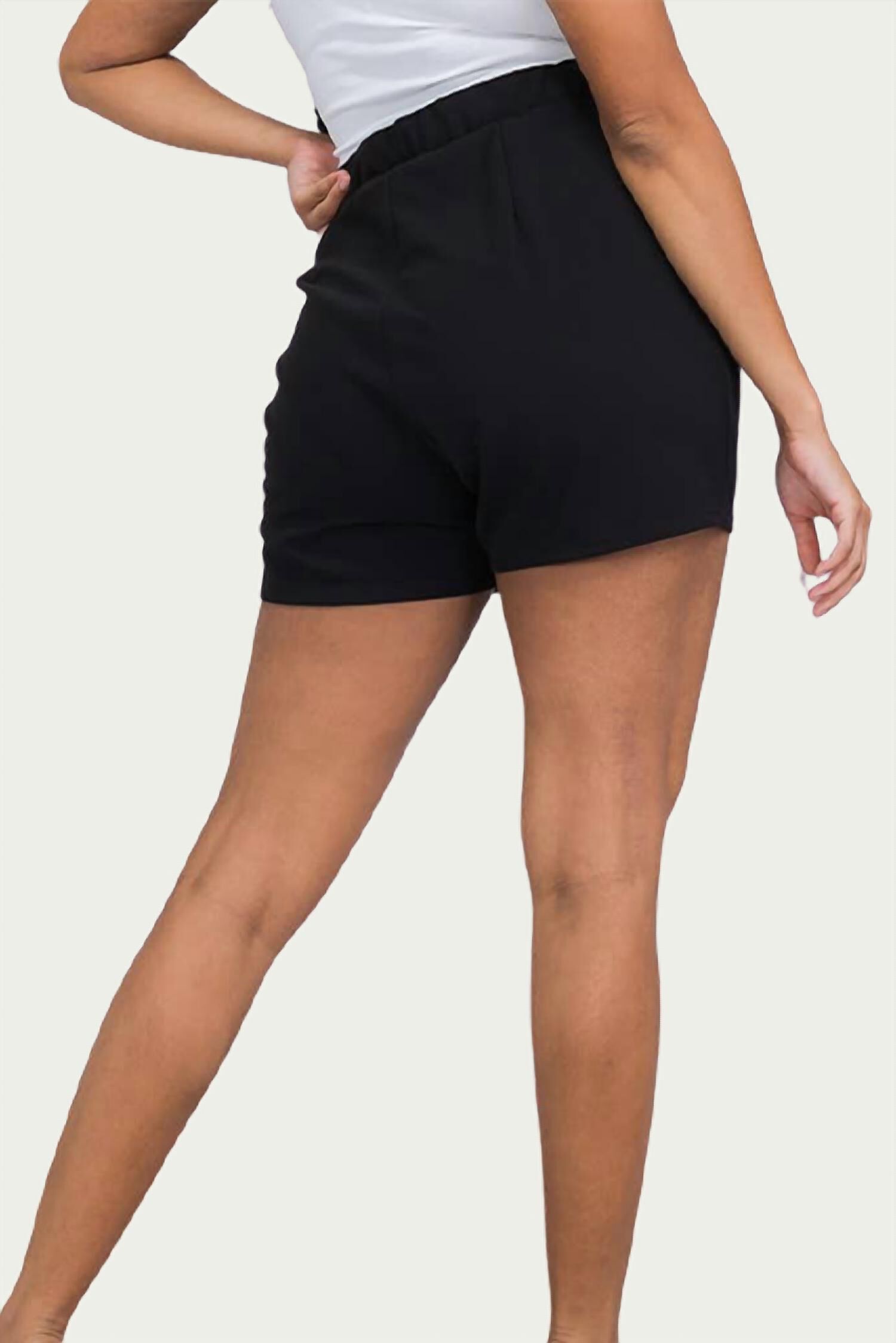 Seamed Scuba Stretch-Crepe Shorts In Black, , alternate image number 5