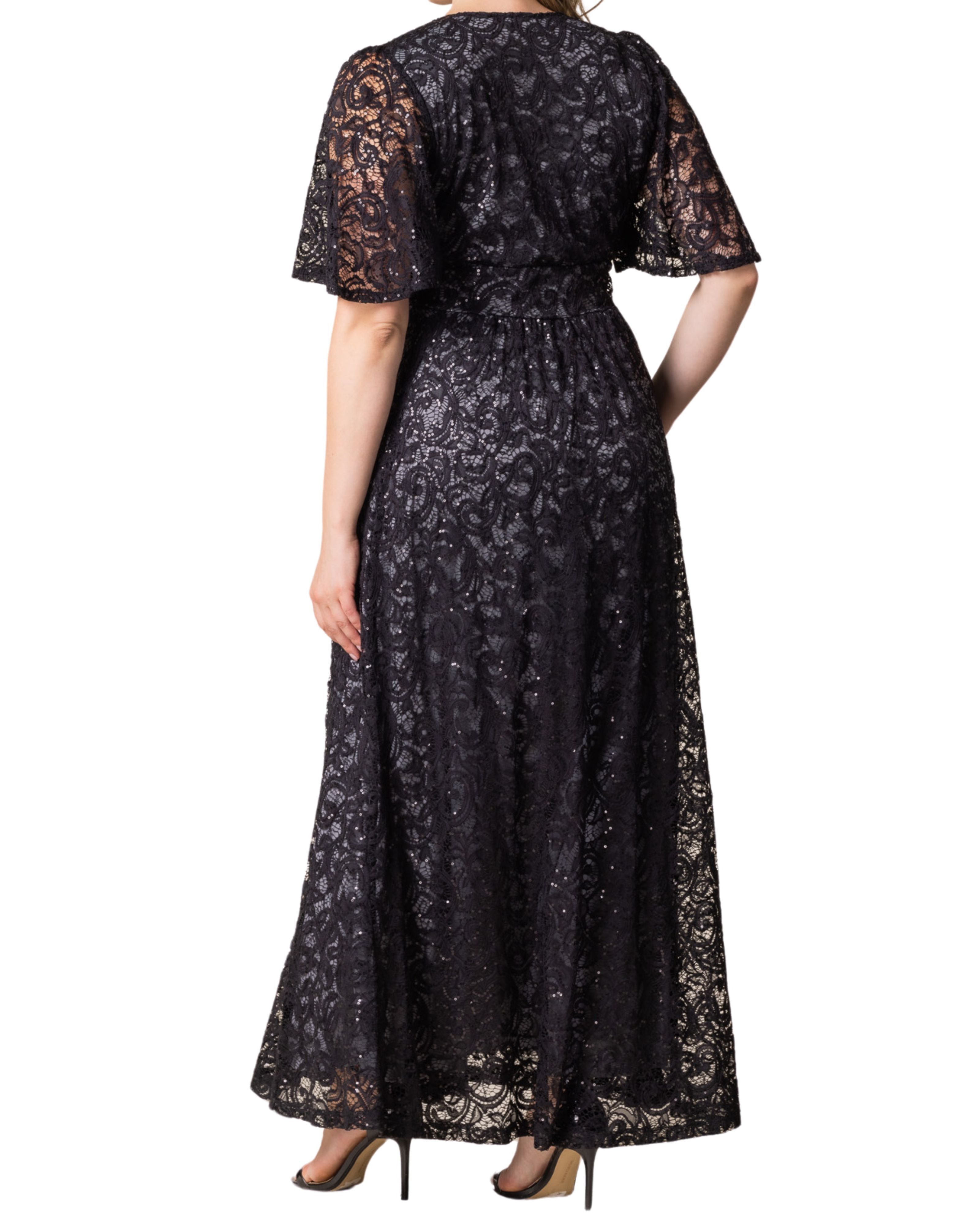 Luminous Sequin Lace Long Gown, STORM GREY / Black, alternate image number 1