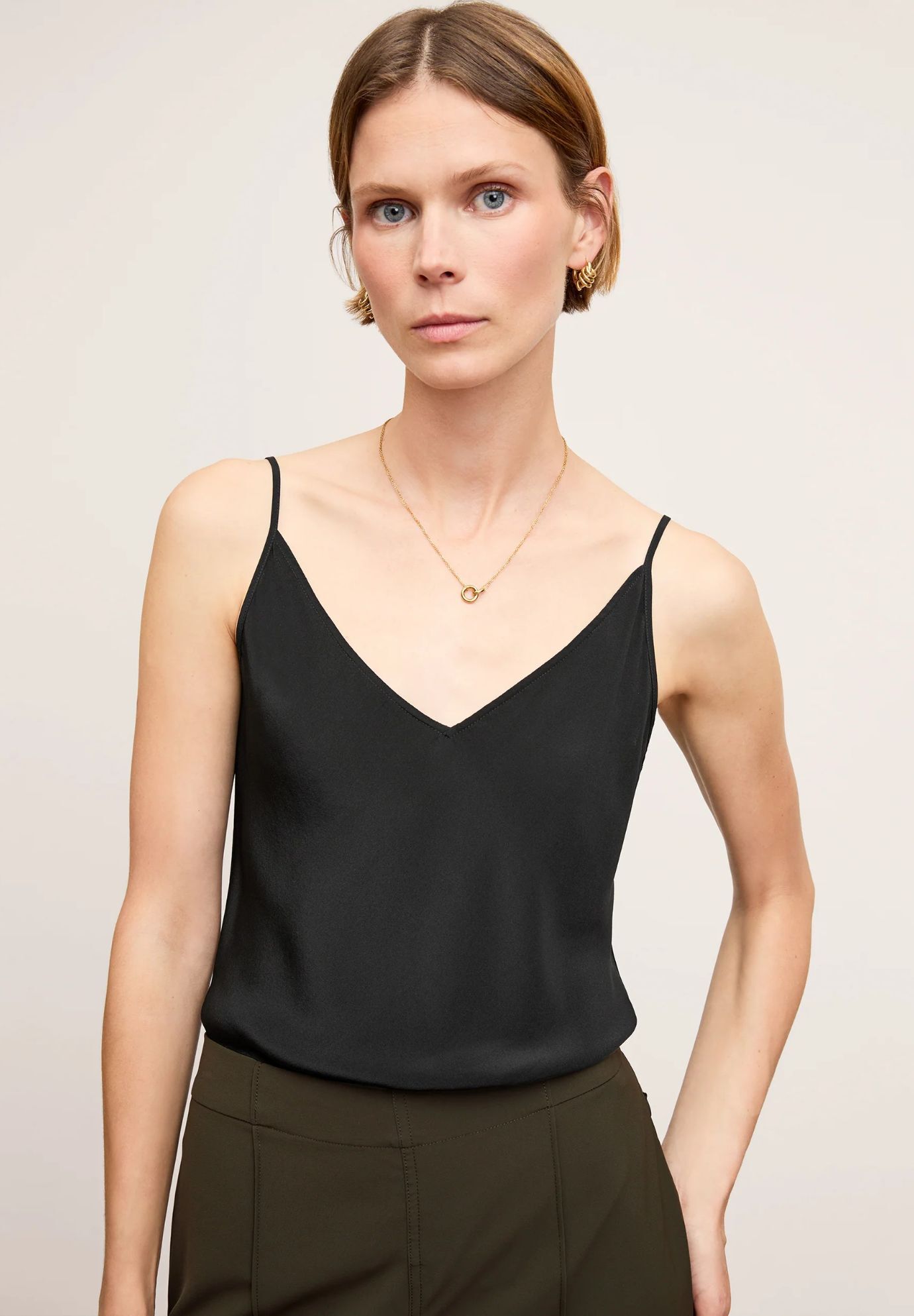 Lisey Cami - Washable Silk, Black / Black, hi-res image number 0