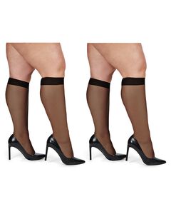 Silky Sheer Plus Size Curvy Knee High Stockings 2 Pack