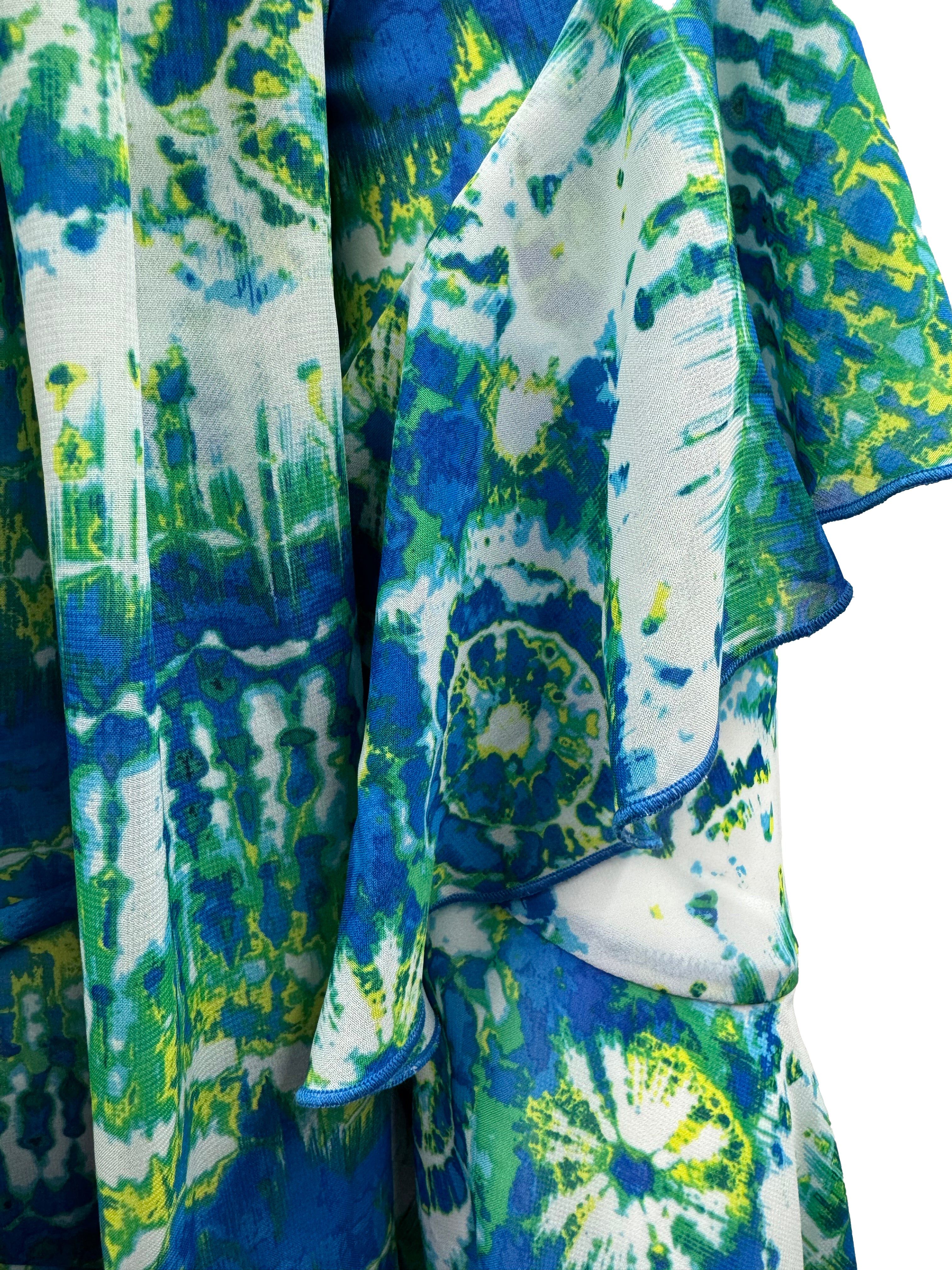 Korinne Standard Kaftan Blue & Green Batik Print, Blue / Azure Blue, alternate image number 4