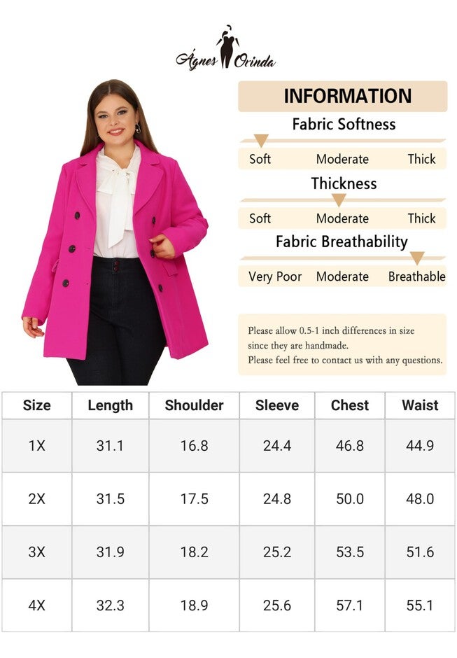 NOTCHED LAPEL DOUBLE BREASTED COAT, Hot Pink / Pink, alternate image number 4