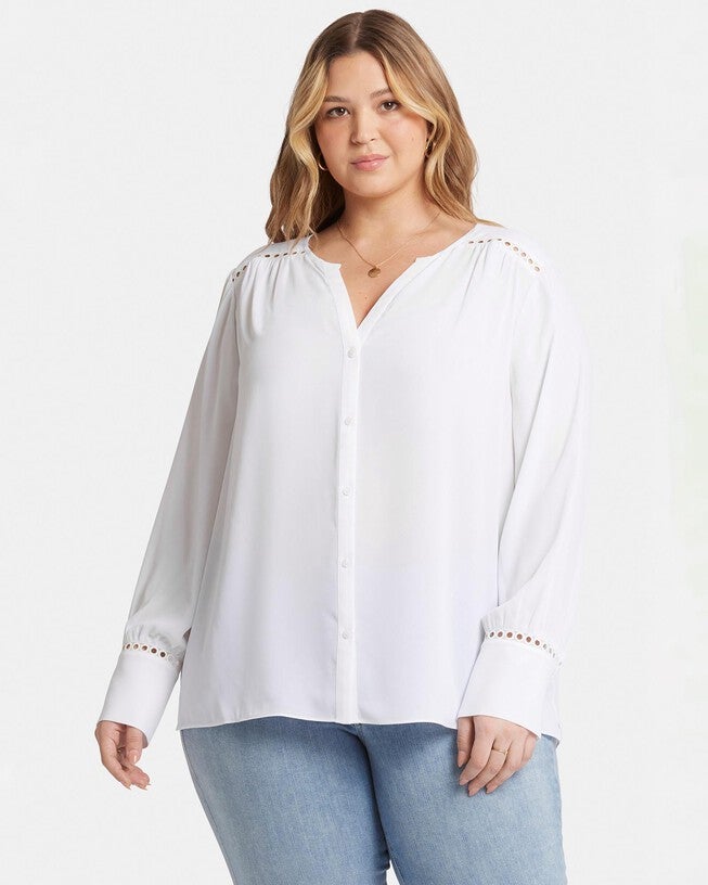 Liliana Lace Peasant Blouse, Optic White / White, hi-res image number 0