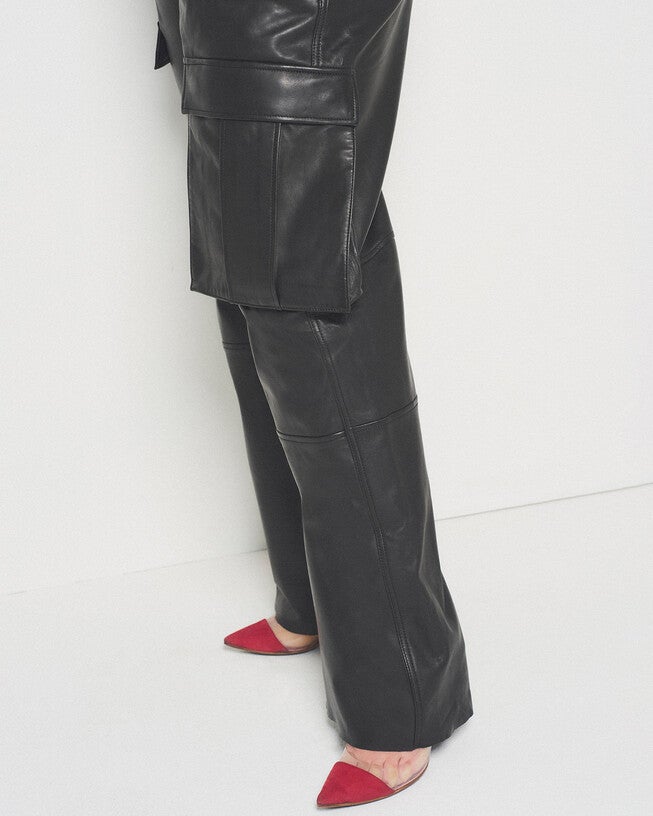 Cole Upcycled Leather Cargo Pants, Black / Black, alternate image number 1