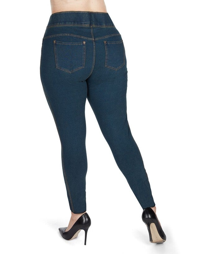 Cotton Blend Denim Shaping Jean Leggings, Blue / Chambray Denim Medium, alternate image number 2