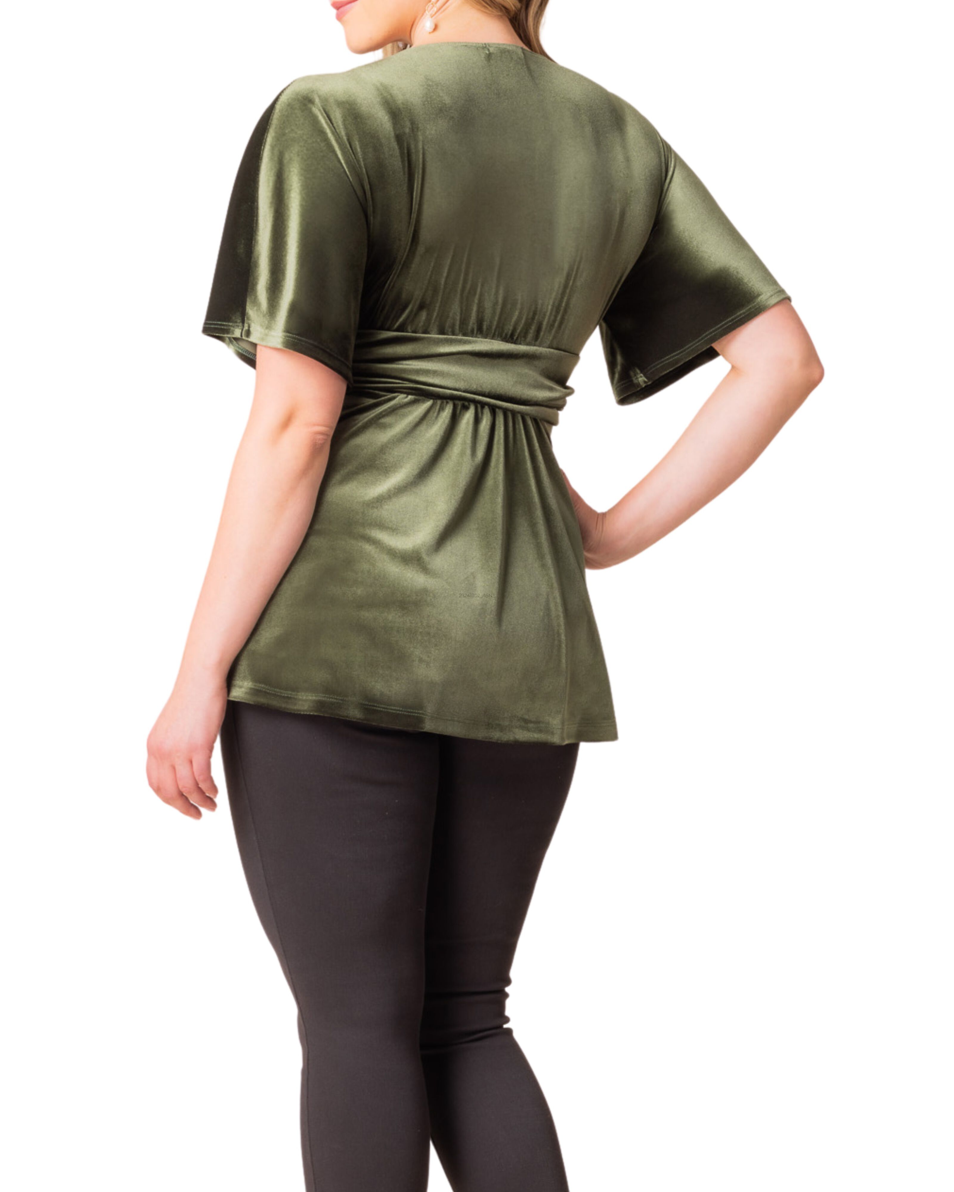 Park Avenue Velvet Top, OLIVE / Olive Green, alternate image number 1