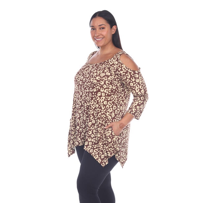 Leopard Cold Shoulder Tunic Top, , alternate image number 6