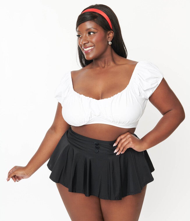 White Off The Shoulder Swim Top, White / White, alternate image number 3