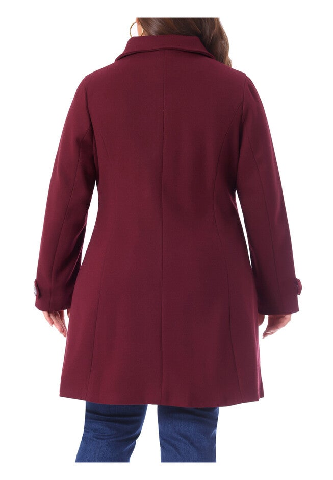 CLASSIC STAND COLLAR LONG TRENCH COAT, Burgundy / Red, alternate image number 3