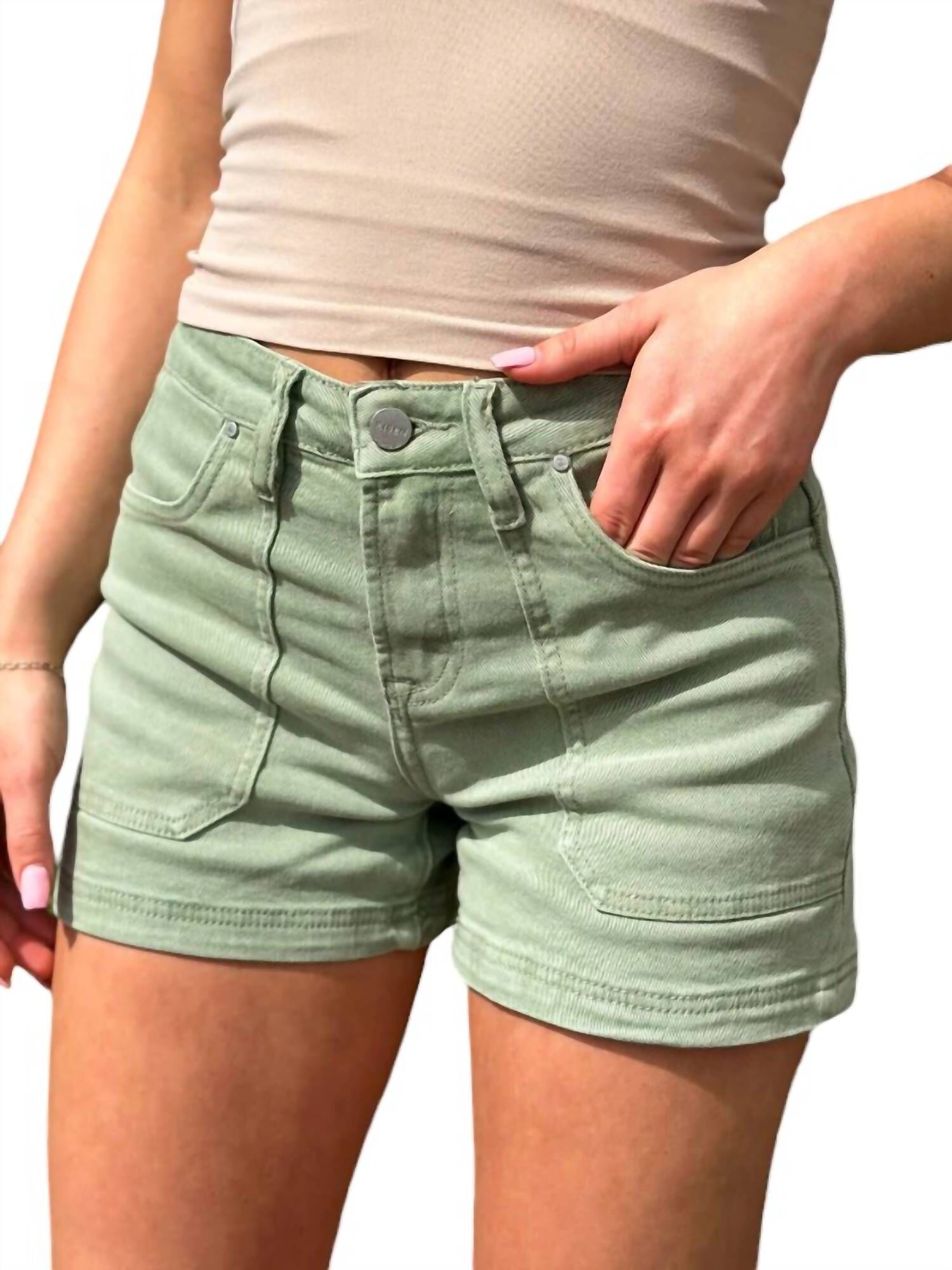 Mid Rise Cargo Shorts, Olive / Olive Green, alternate image number 3