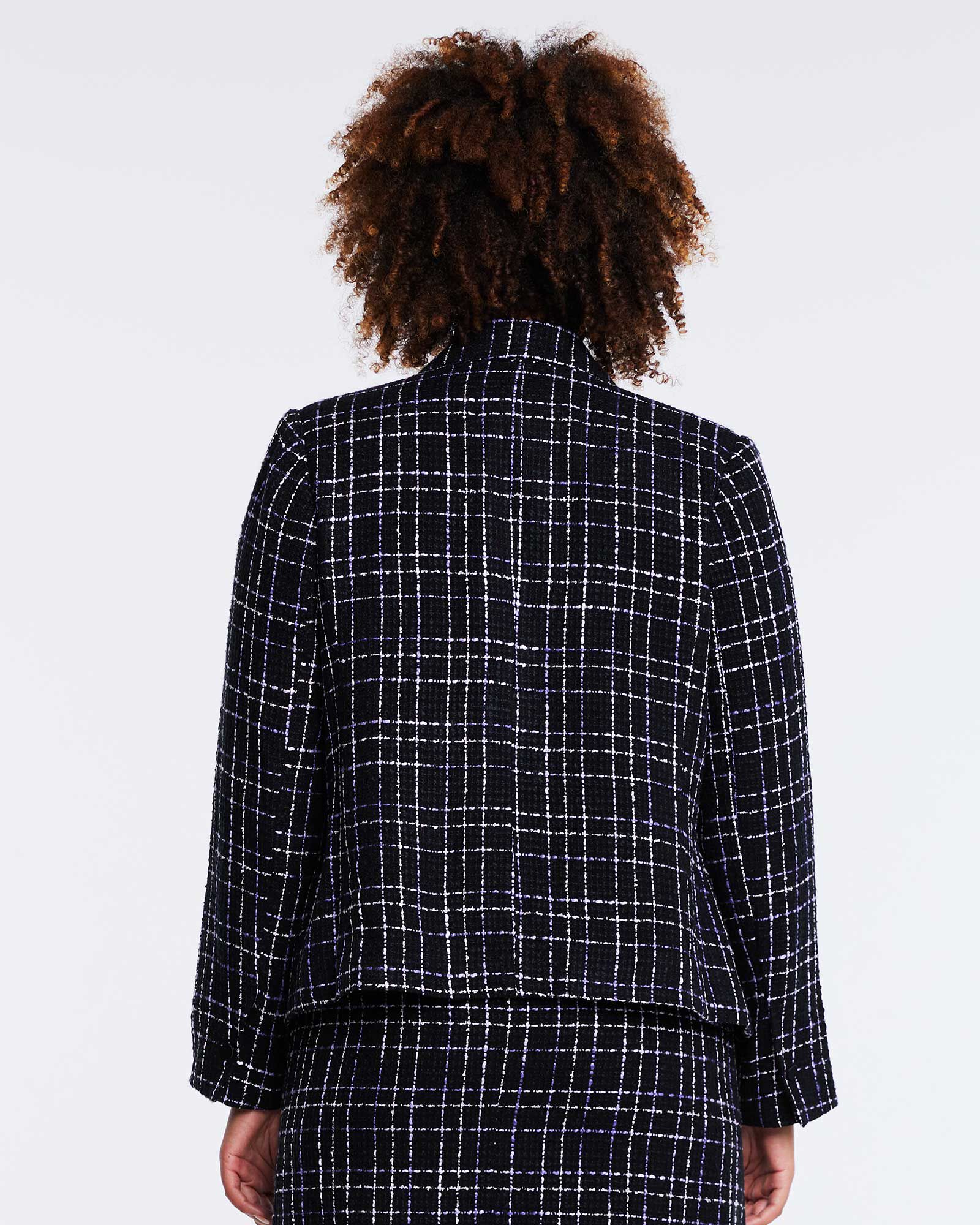 Paris Black Purple Tweed Blazer Jacket, , alternate image number 8