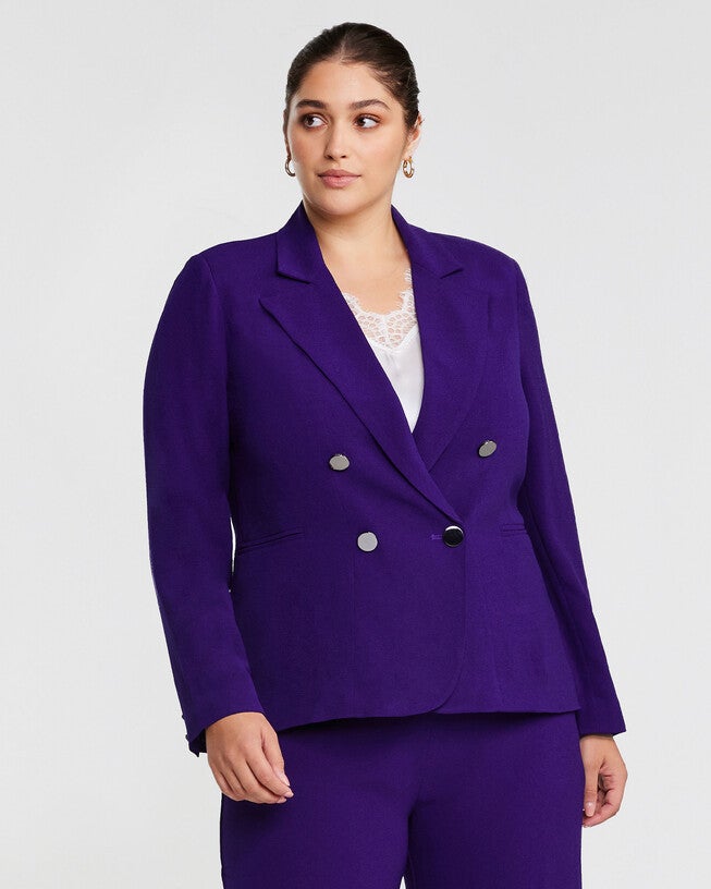 Clever Double Breasted Black Blazer, , alternate image number null