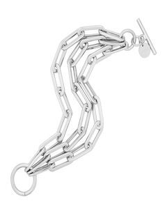 Triple Gisele Toggle Bracelet 8" Silver