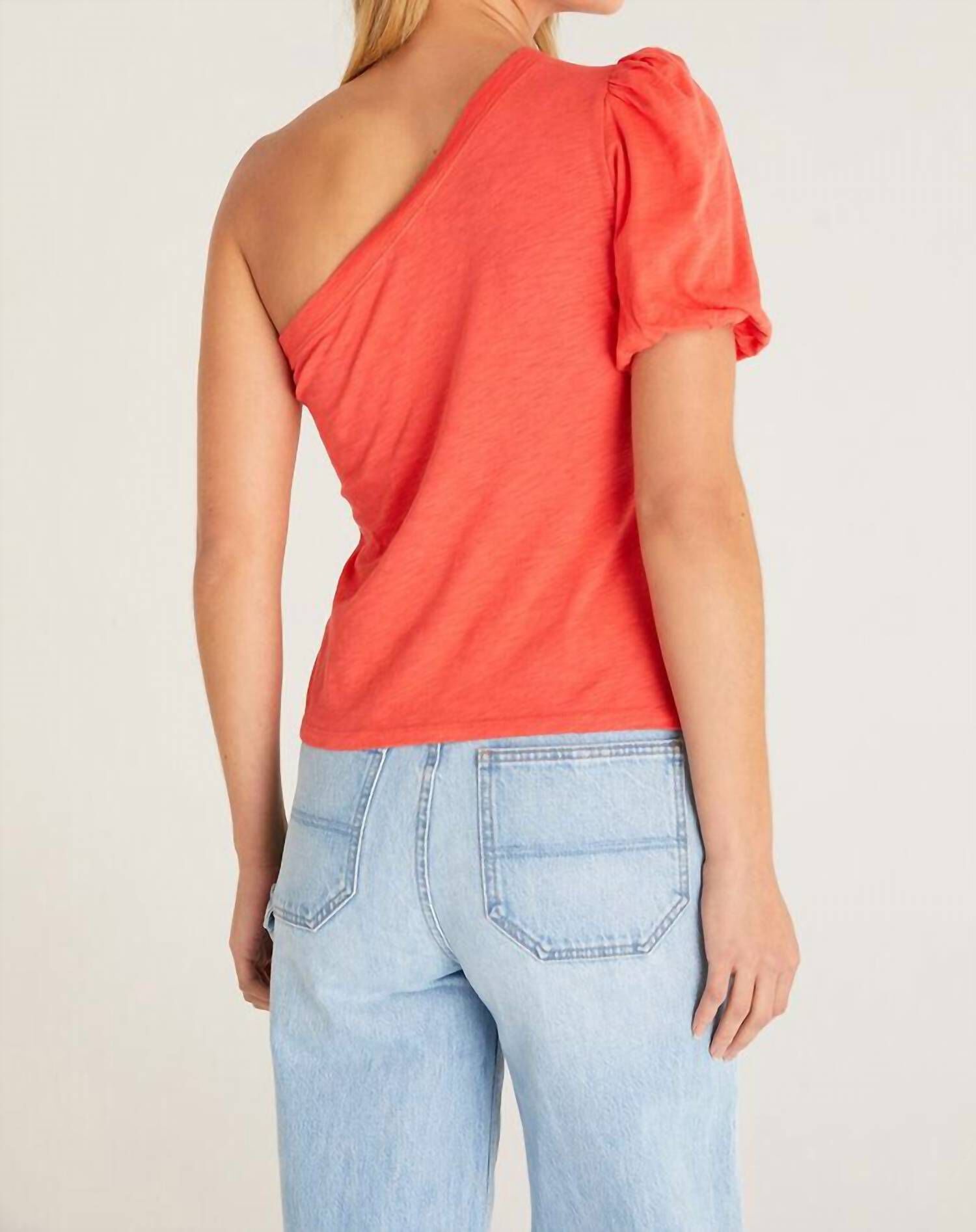 PENELOPE ONE SHOULDER TOP IN FIRECRACKER, , alternate image number 5