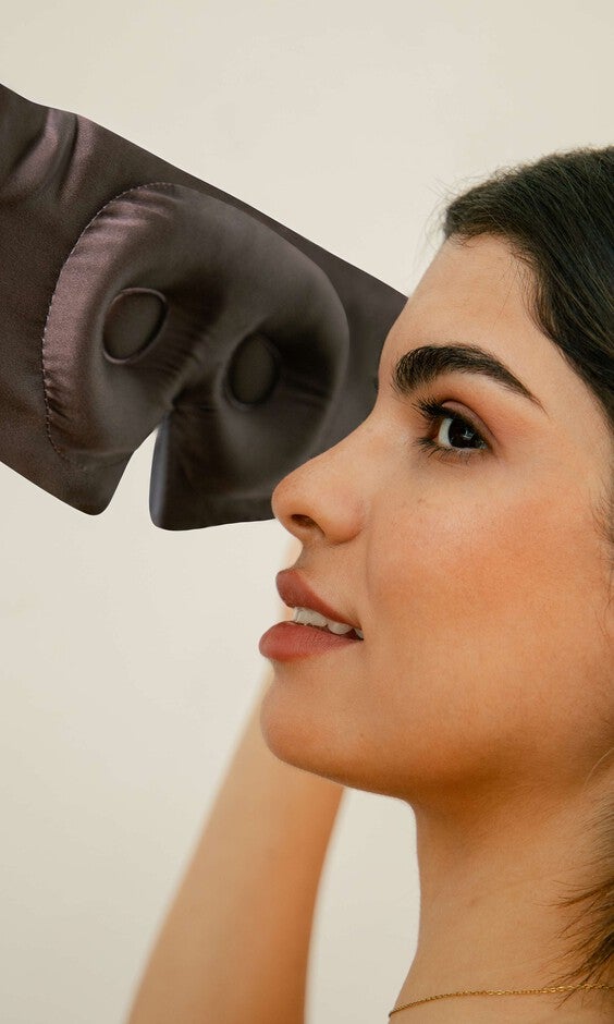 Eyelash Protecting Silk Sleep Mask, Moonlight Shadow / Charcoal Grey, alternate image number 1