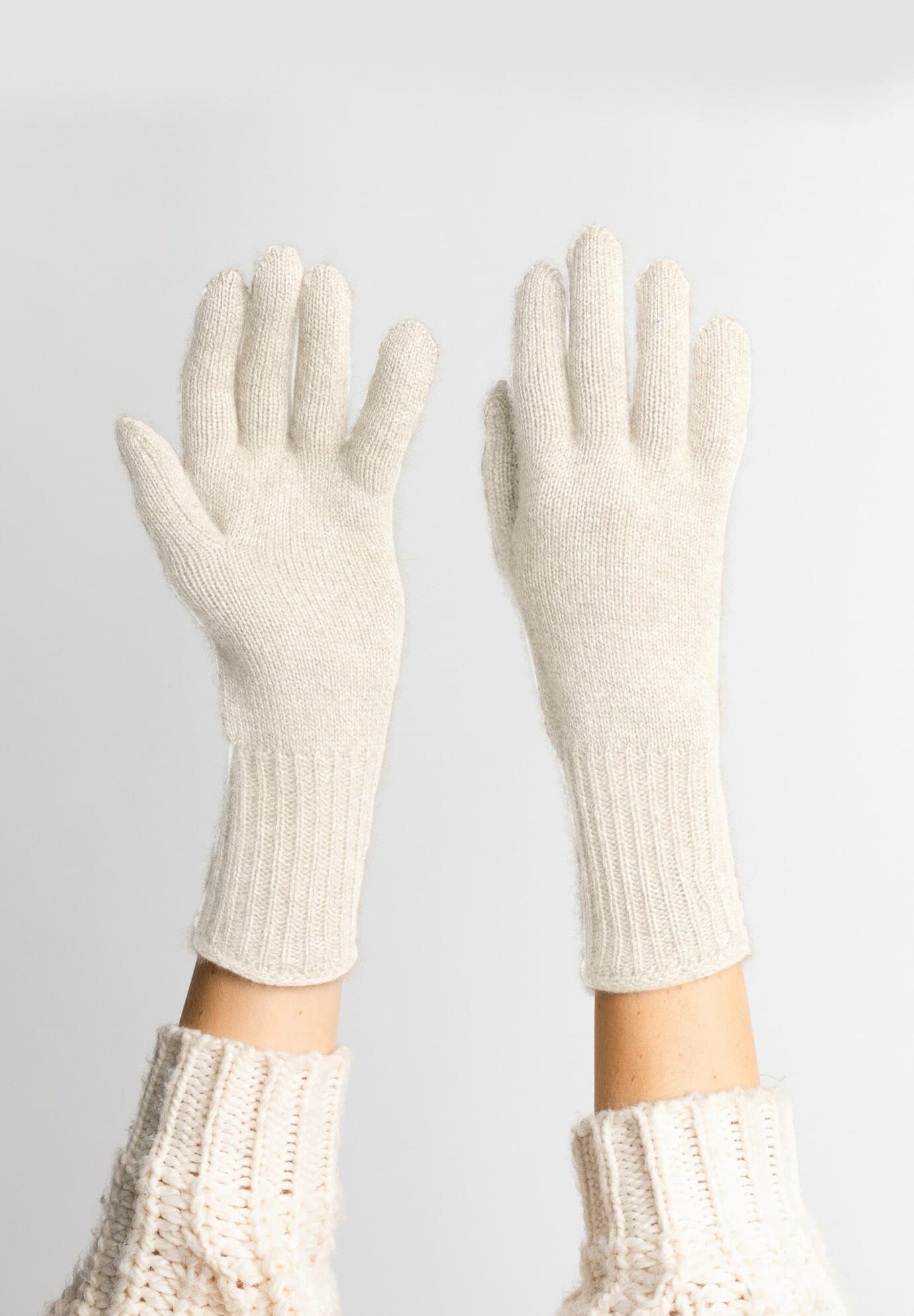 Cashmere Gloves, Ivory / Ivory, alternate image number 1