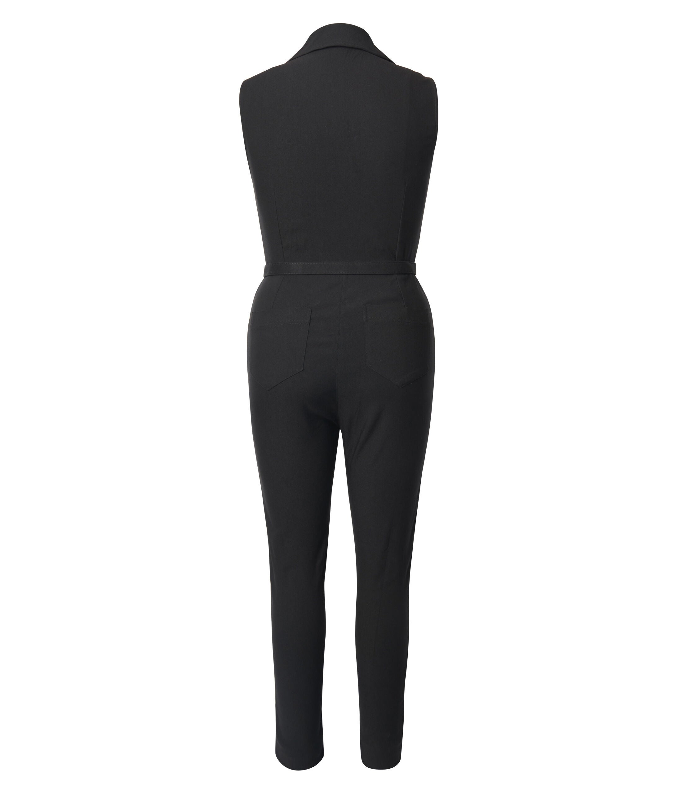 Unique Vintage Black Belted Skinny Jumpsuit, , alternate image number 4