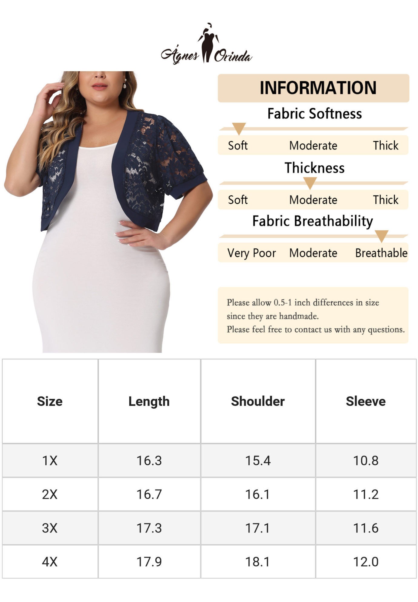 CROPPED CARDIGAN FLORAL LACE SHEER BOLERO SHRUG, Navy Blue / Navy, alternate image number 4