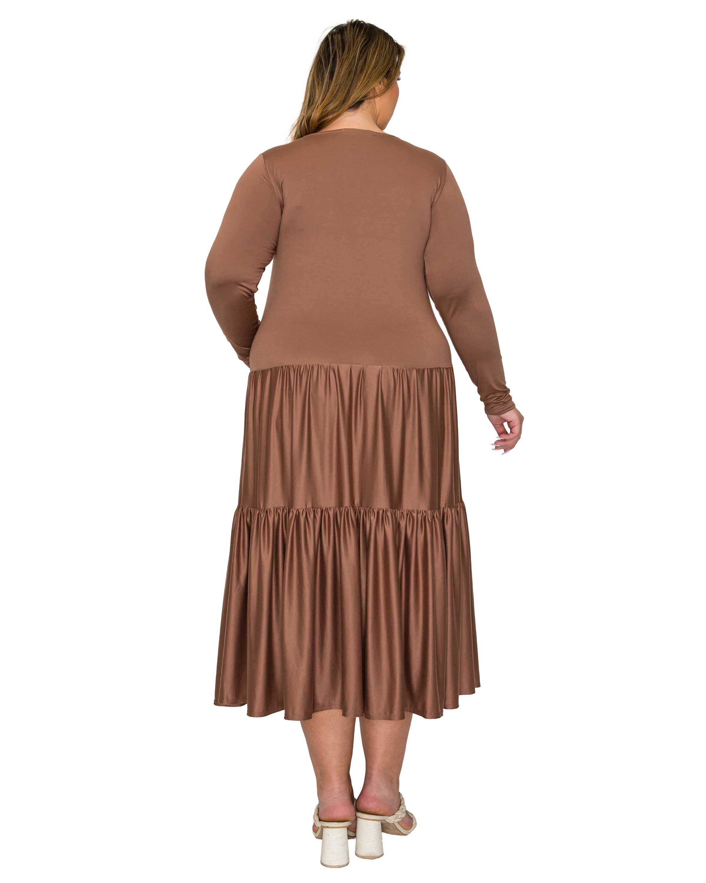Eliana Tiered Midi Dress, Espresso / Brown, alternate image number 2