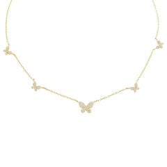 Pavé 5 Butterfly Necklace Gold One Size