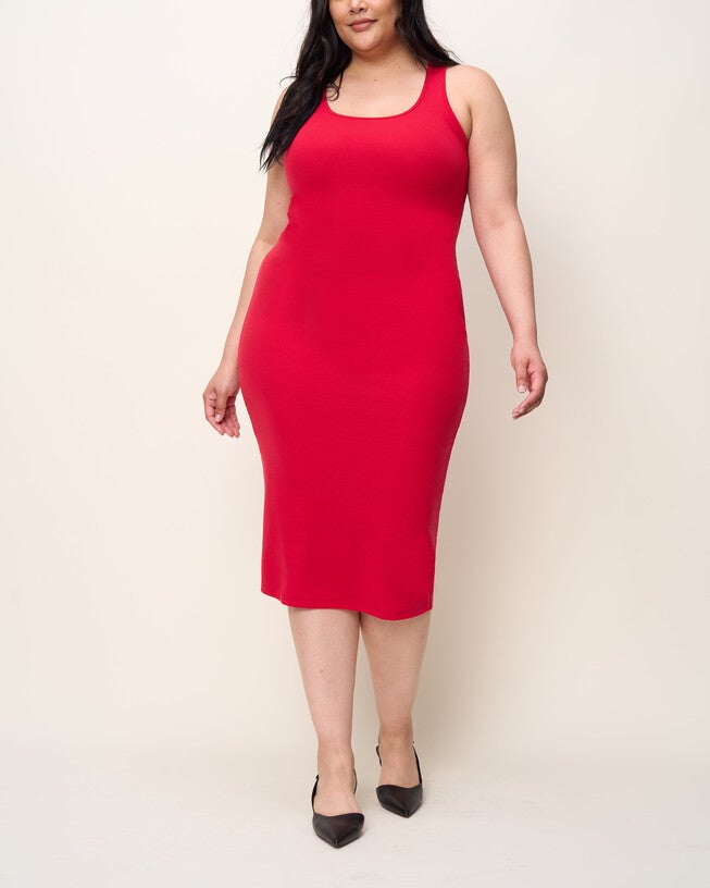 The Scoop Neck Midi Dress, Red / Red, hi-res image number 0