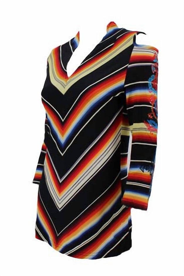 WOMEN'S SUNRISE SALTILLO CHEVRON TUNIC IN MULTI, Multi / Black, alternate image number null