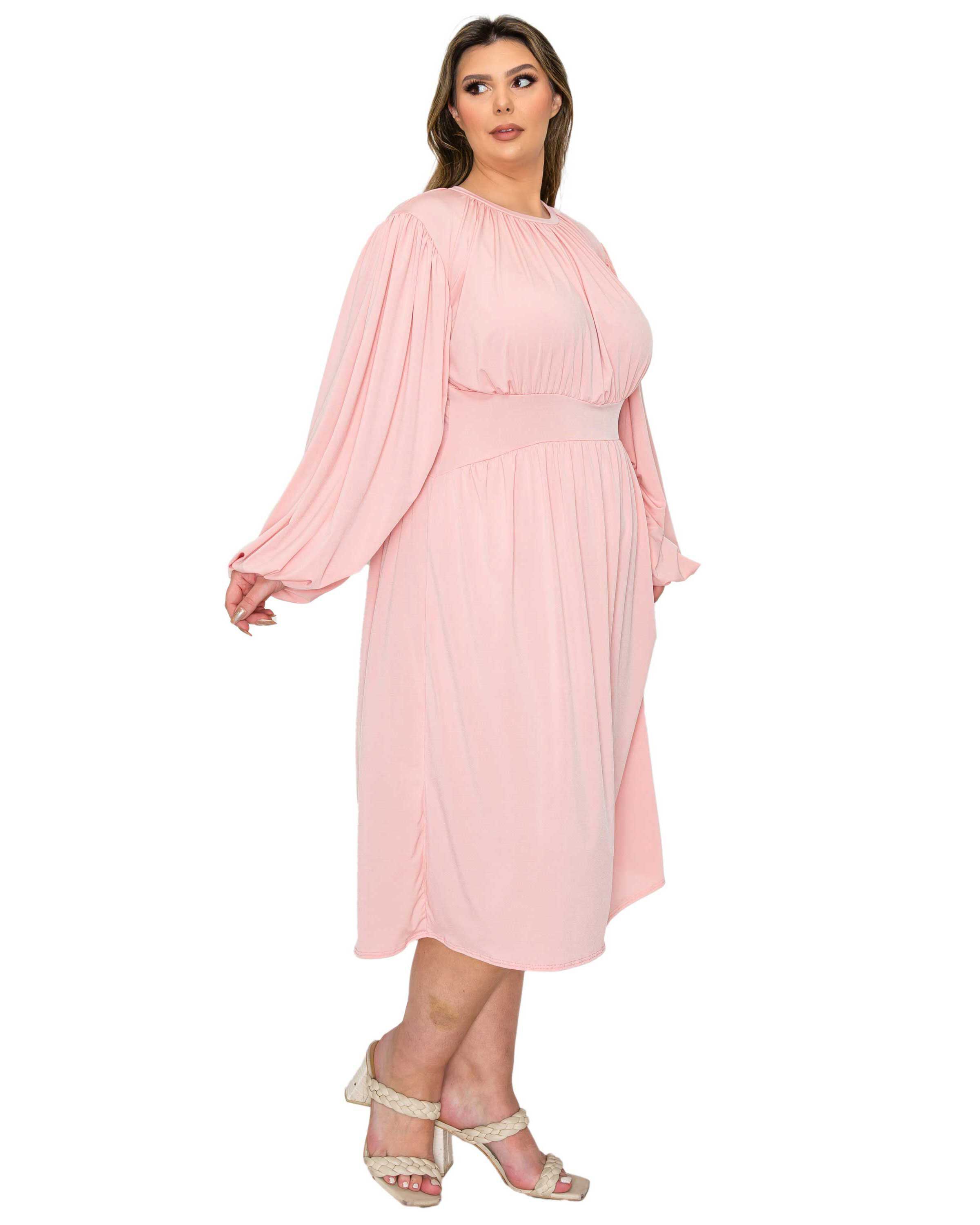 Audrey Ruched Midi Dress, Blush / Pink, alternate image number 1