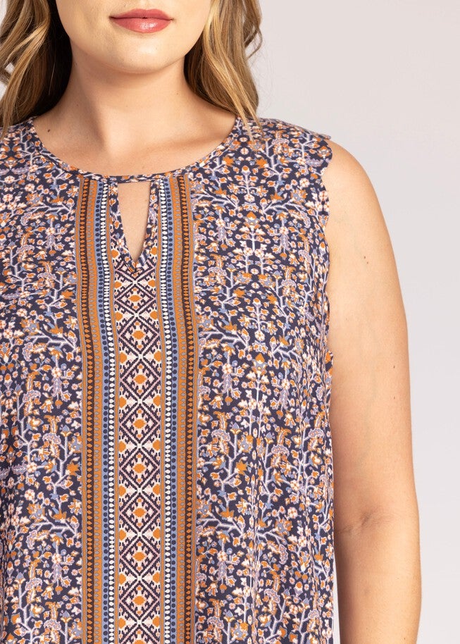 Mercy Boho Tank Top with Keyhole, o329 INDIGO / Navy, alternate image number null