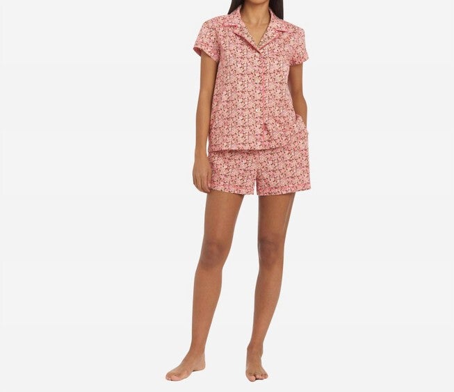 LIBERTY PRINT FLORAL COTTON CLASSIC SHORT PJ SET IN ANOKI ROSE, Anoki Rose / Pink, hi-res image number 0