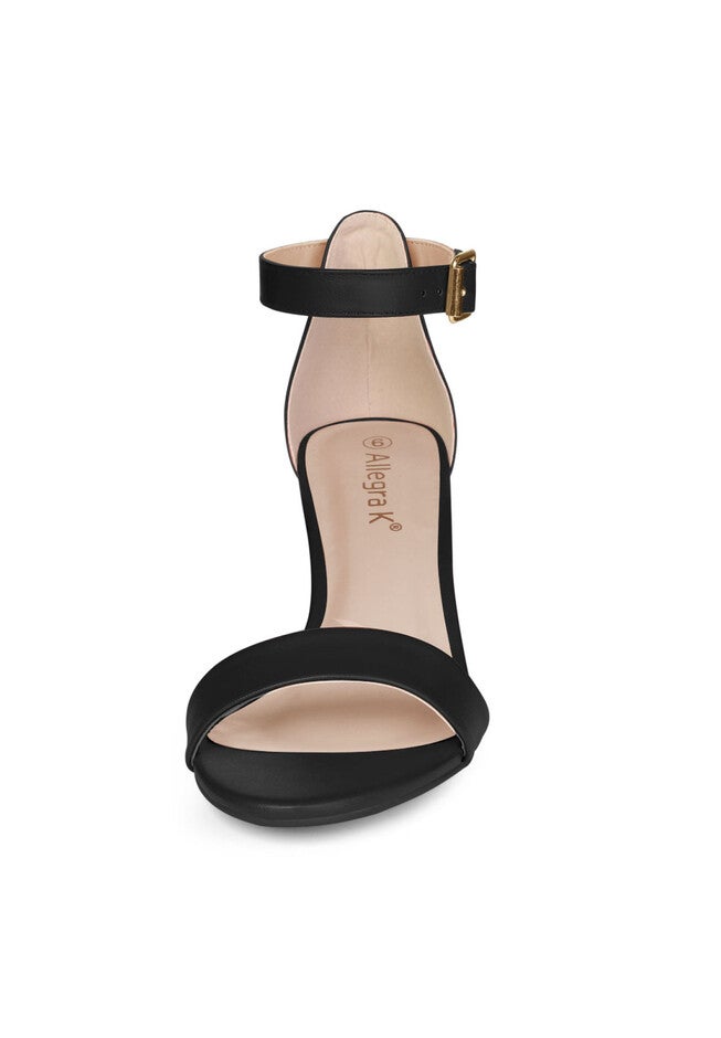 Open Toe Kitten Heeled Ankle Strap Sandals, Black / Black, alternate image number 3