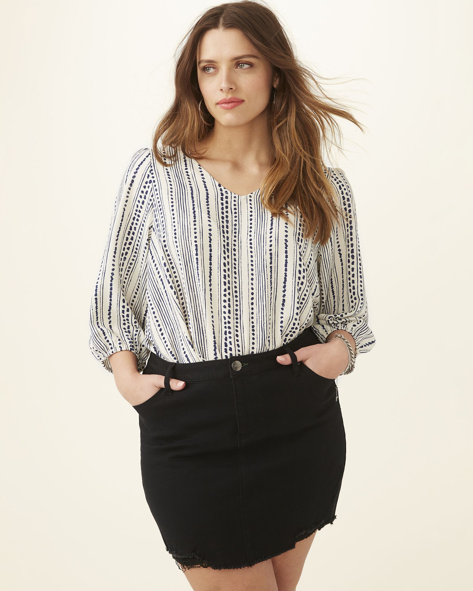 Priscilla Fray Hem Skirt, Black / Black, hi-res image number 0