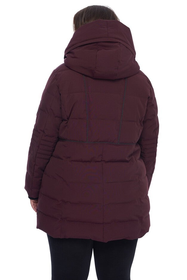 Women's Plus Size - KOOTNEY | Vegan Down Recycled Mid-Length Parka Coat, Grape / Purple, alternate image number 3