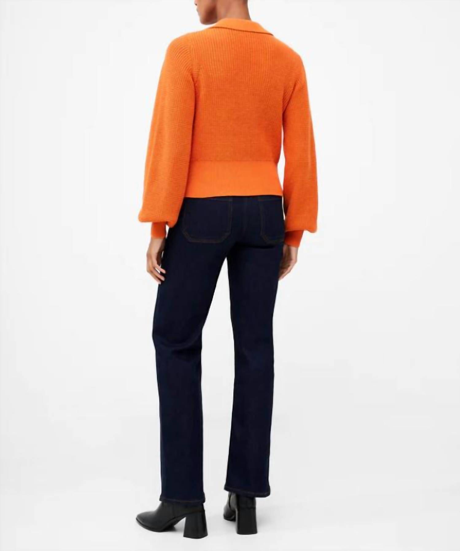 MOZART V-NECK COLLAR SWEATER IN BURNT ORANGE, Burnt Orange / Orange, alternate image number 2