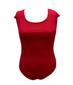 Unique Vintage 1950s Red Scoop Neck Bodysuit