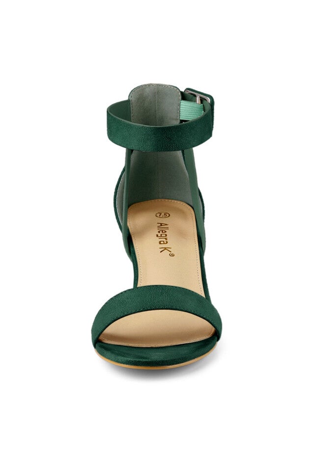Ankle Strap Block Low Heel Sandal, Green / Forest Green, alternate image number 1
